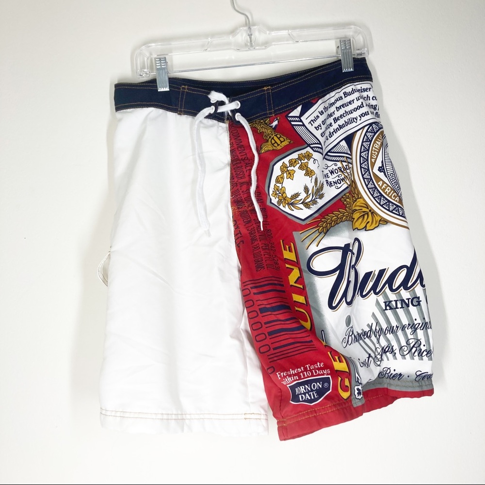 BUDWEISER Beer Swim Trunks Size 32 EUC